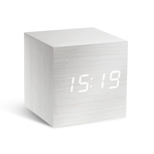 Gingko - Click Clock Cube, white / LED white